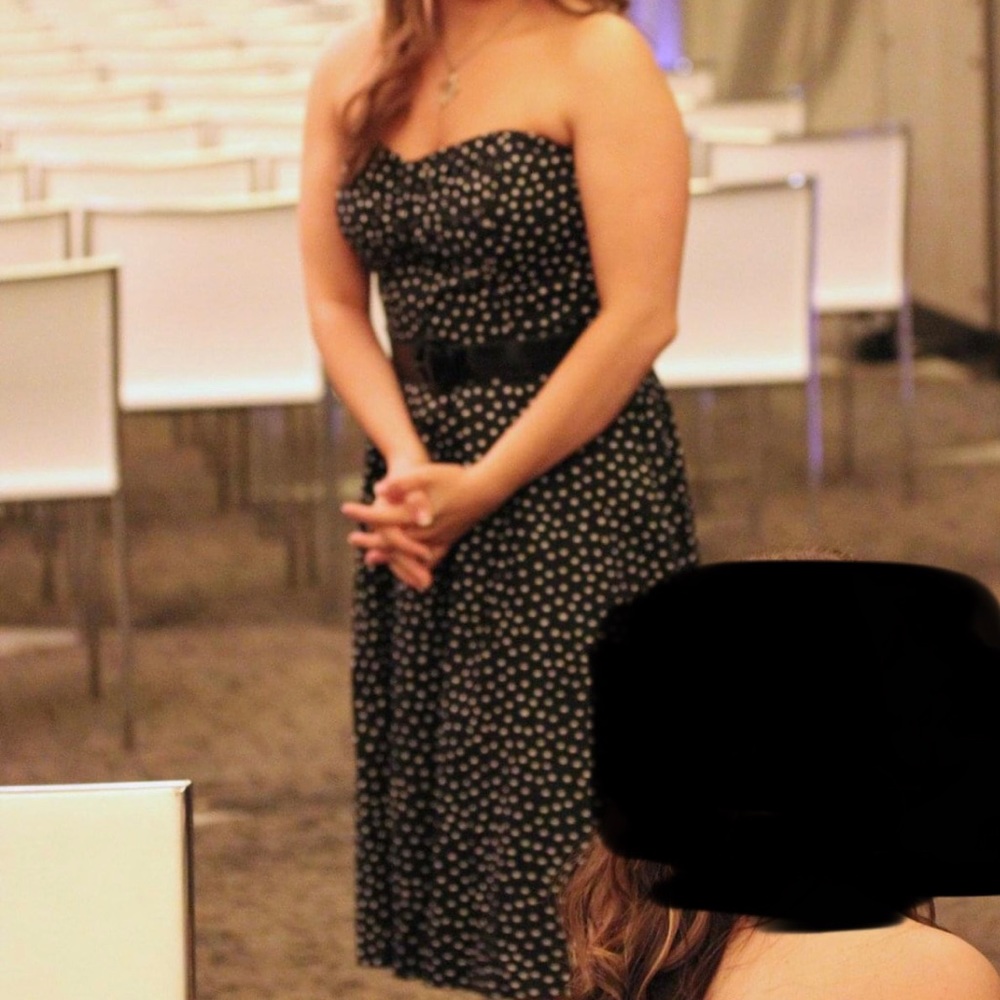 White House Black Market strapless fit and flare polka dot dress
